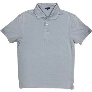 Patrick Assaraf Pima Cotton Polo Shirt Stretch Fabric Made in Peru Blue Small